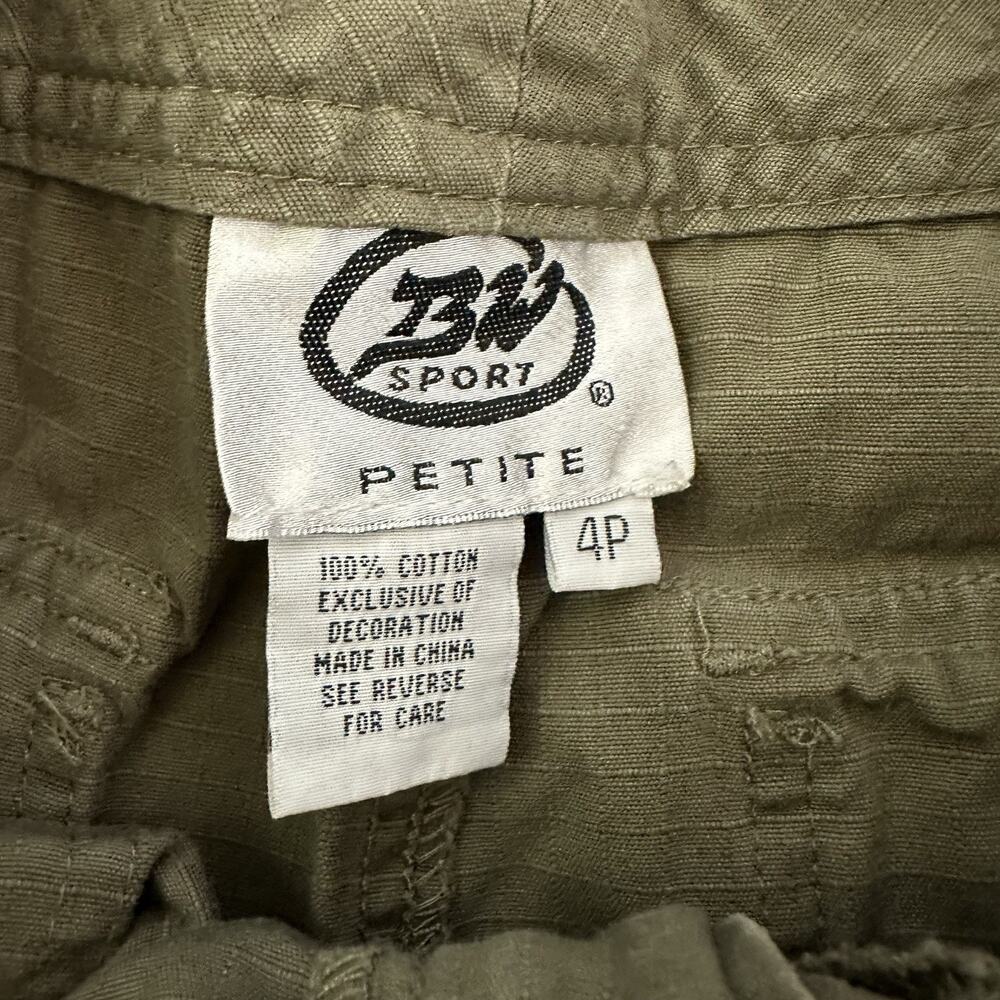 BW Sport Womens Vintage Y2k Capri Pant Size 4 P Olive Green Drawstring Ties Crop - Picture 5 of 9
